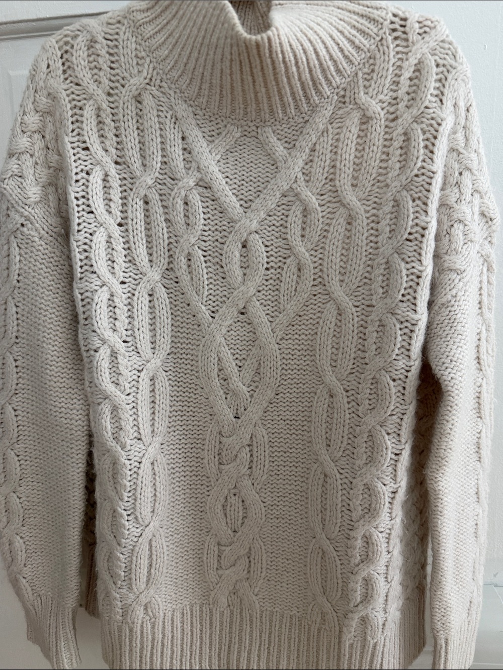 Velvet Cable Knit Turtleneck Sweater -